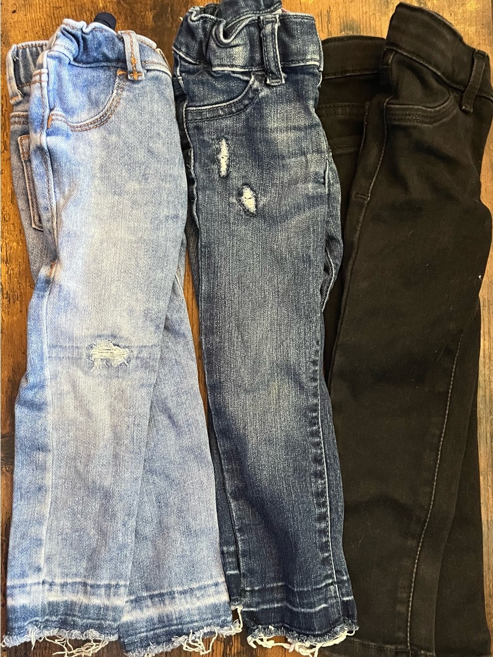 Girls 2T Jean lot- Light Blue, Dark Blue & Black Denim